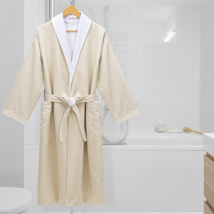 High End Double Layer Luxury Five Star Adult Brown Shawl Collar Hotel Bathrobe
