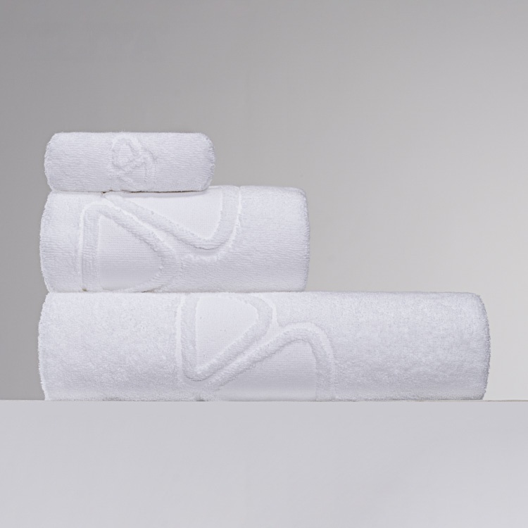 16S white towels 100% cotton soft and stylish with jacquard design for hotel use