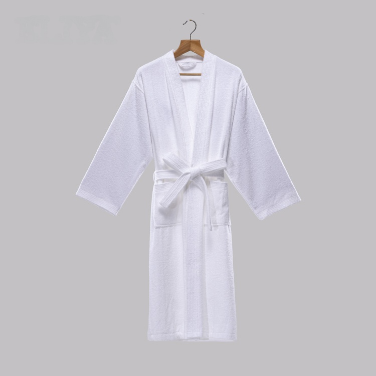 Highly absorbent bathrobes 100% cotton white terry with good durability