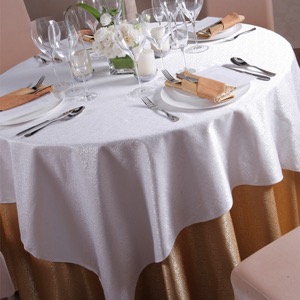 Mantel redondo blanco personalizado para fiesta de boda, para hoteles de lujo, poliéster/algodón, impermeable, para interiores y exteriores, regalos para banquetes
