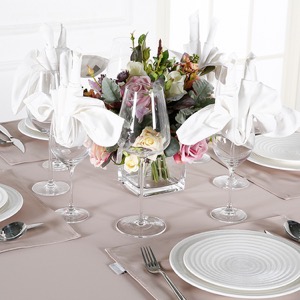 Hotel Restaurant Table Linens Plain White Polyester 108 Inch Round Wedding Table Cloth