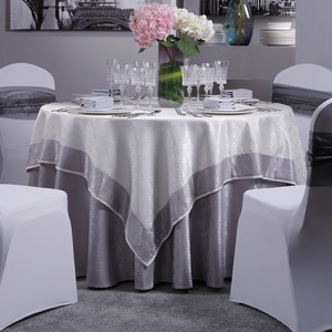 300cm Hotel Luxurious Restaurant White Polyester Dining Set Table Cloth