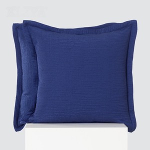 Funda de cojín para sofá cama personalizada, funda de almohada acolchada sólida azul, funda de cojín de terciopelo holandés con cremallera Invisible