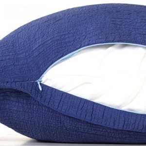Funda de cojín para sofá cama personalizada, funda de almohada acolchada sólida azul, funda de cojín de terciopelo holandés con cremallera Invisible