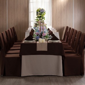 Mantel marrón rectangular rectangular cuadrado 100% poliéster mantel para fiesta de boda