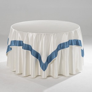 White Combined Tablecloth Featuring Blue Trim