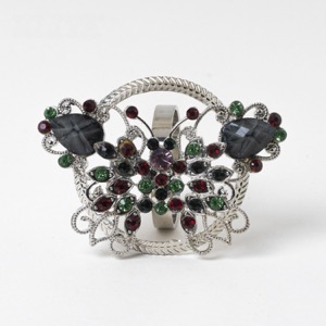 Anillo de servilleta de pavo real de cristal destrozado