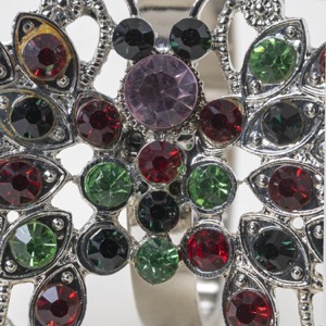 Anillo de servilleta de pavo real de cristal destrozado